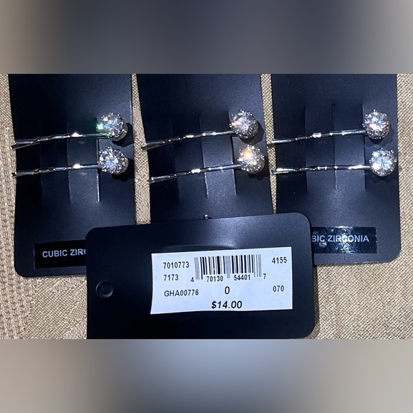Elegant Cubic Zirconia Silver Hair Pins - Picture 2 of 4